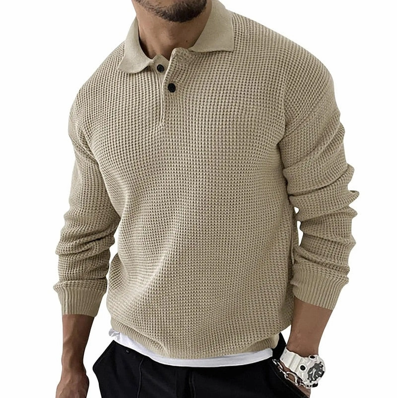 West Louis™ Knitted Lapel Casual Business Men Sweater