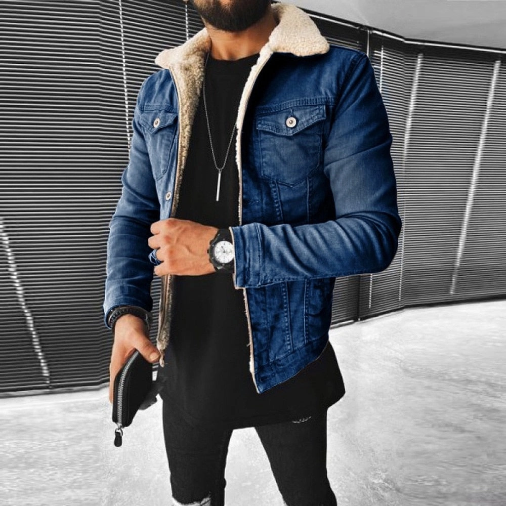 West Louis™ Motorcycle Style Cotton Padded Denim Jacket