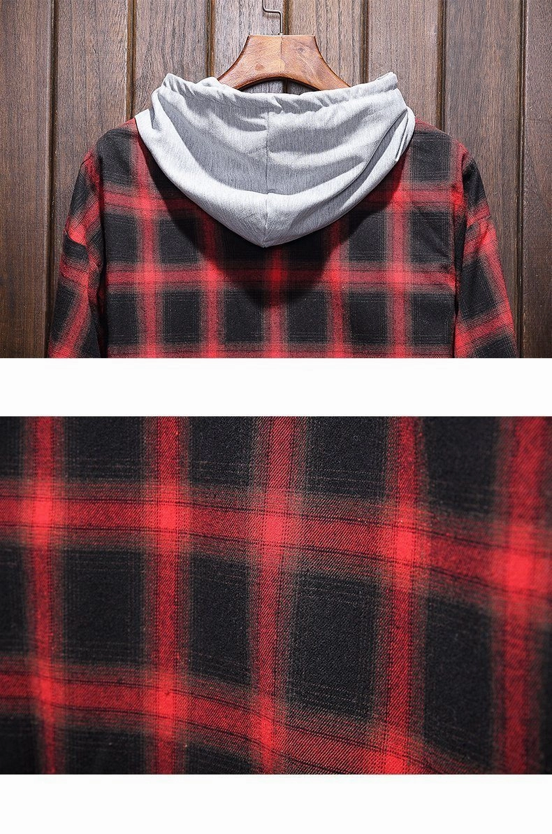 West Louis™ Plaid Casual Hooded Shirt