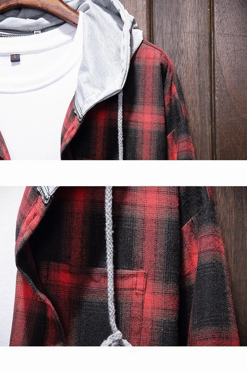 West Louis™ Plaid Casual Hooded Shirt