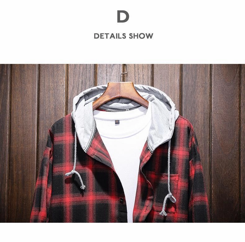 West Louis™ Plaid Casual Hooded Shirt