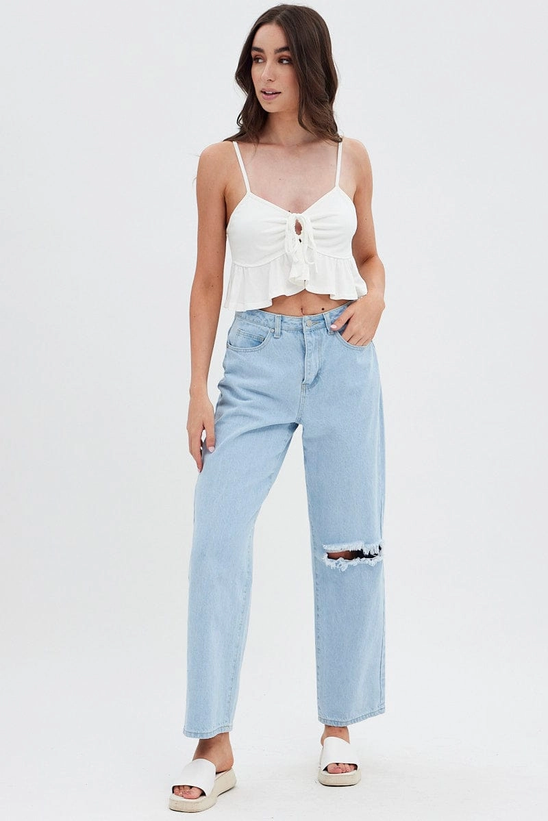 White Cami Top Peplum