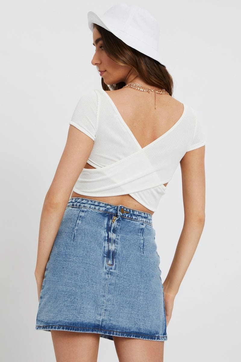 White Cross Back Top