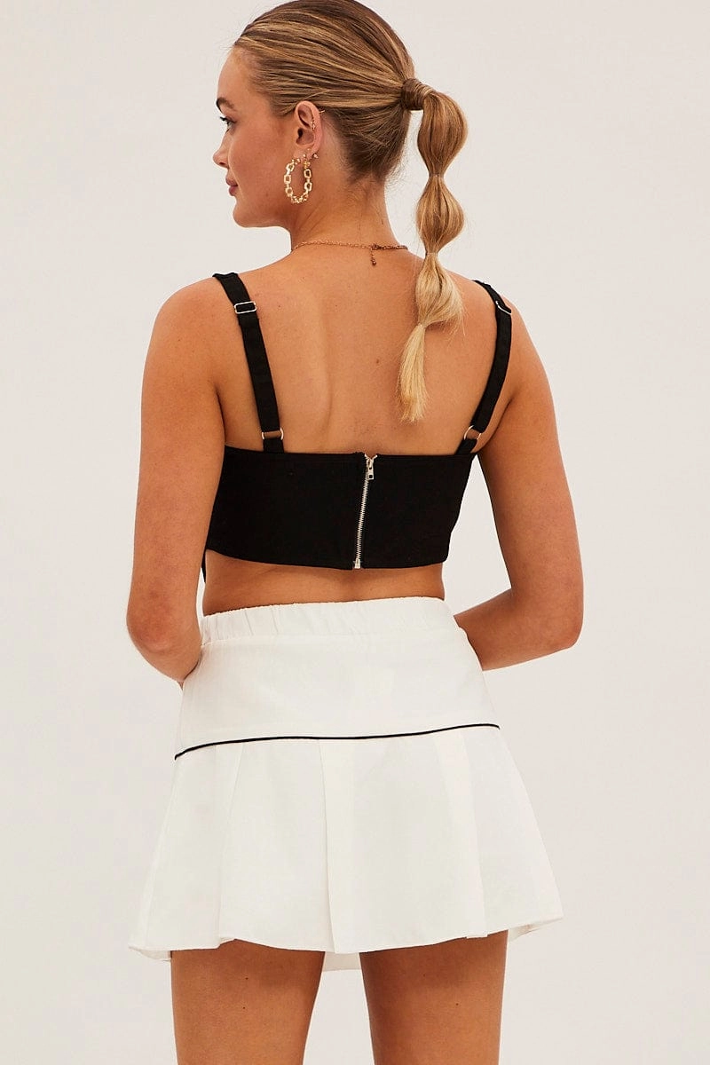 White Pleated Tennis Mini Skort Skirt