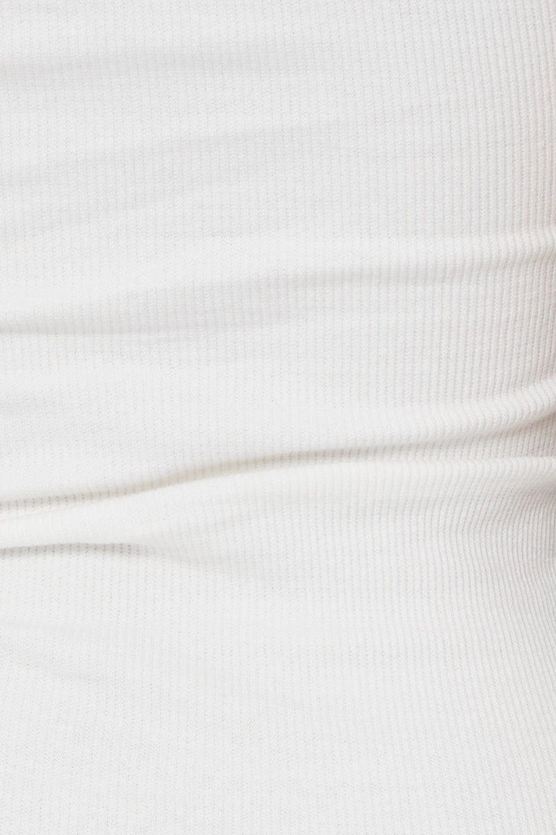 White Rib Dress High Neck