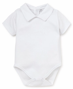 White Short Sleeve Collared Bodysuit