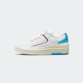 Womens Air Jordan 2 Retro Low - White/Gym Red-Dk Powder Blue-Sail