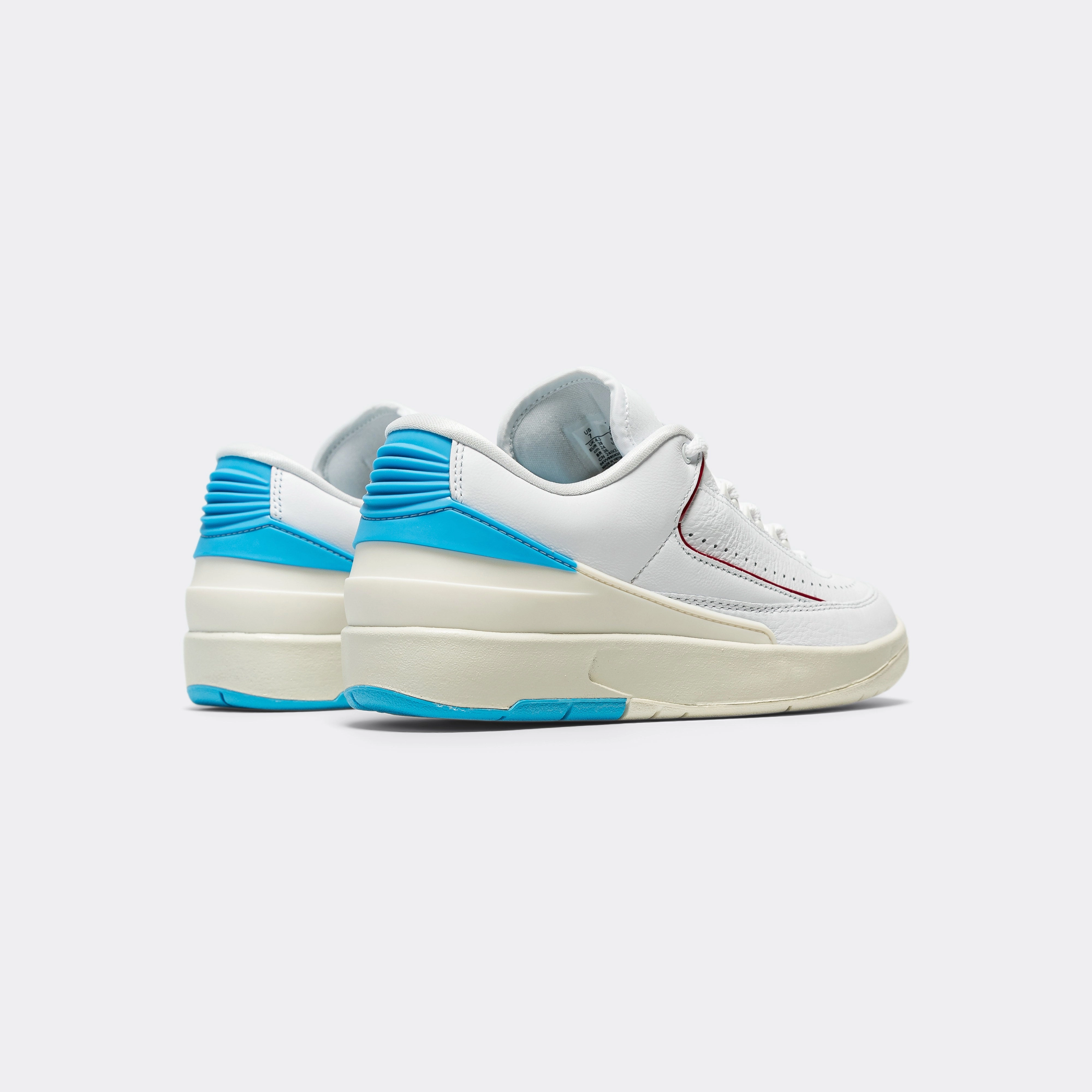 Womens Air Jordan 2 Retro Low - White/Gym Red-Dk Powder Blue-Sail