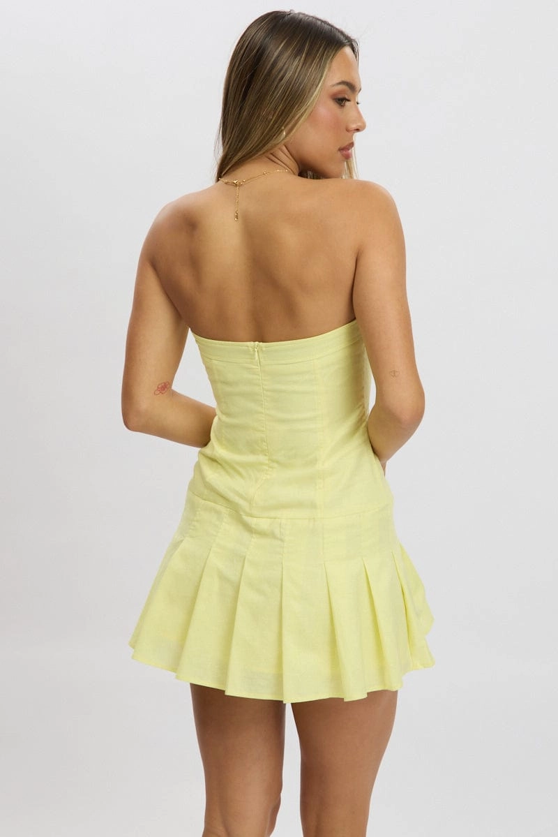 Yellow Strapless Mini Dress